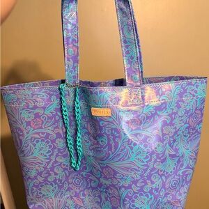Consuela Turquoise and Purple Patterned Tote